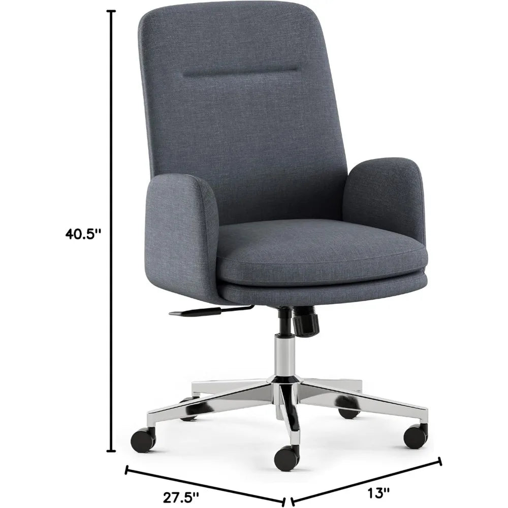 Softside Mid Century Modern Office Chair, Fabric - Removable Arms & High Back Design with Luxury Cloud-Like Comfort