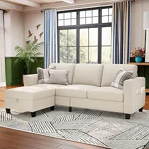Sectional Sofa Couches for Living Room - 78''Convertible Modular Three-Seater L-Shaped Pet-Friendly Couch,Washable Sofa Cover-Be