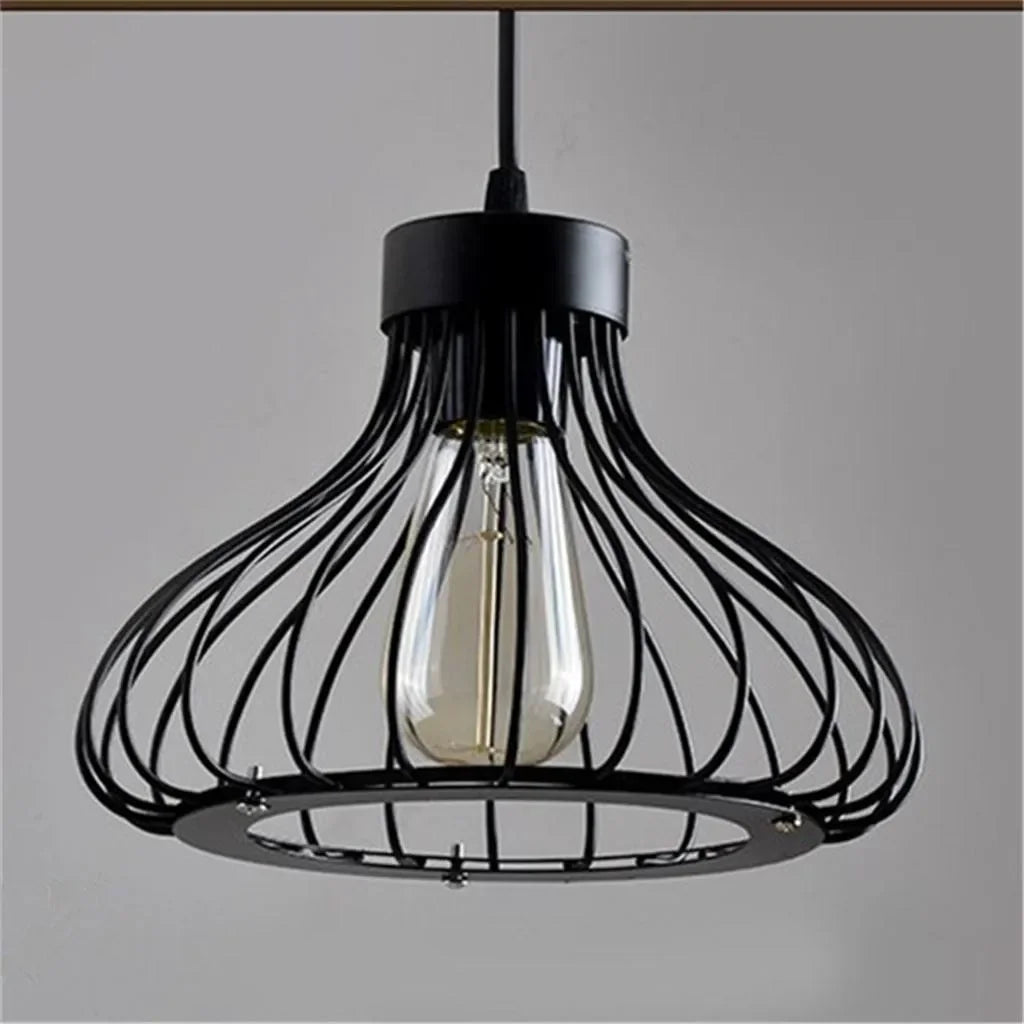 Retro Iron Restaurant Bar Chandelier Creative Black Three Single Head Small Gourd Wire Home Decor Light Fixtures