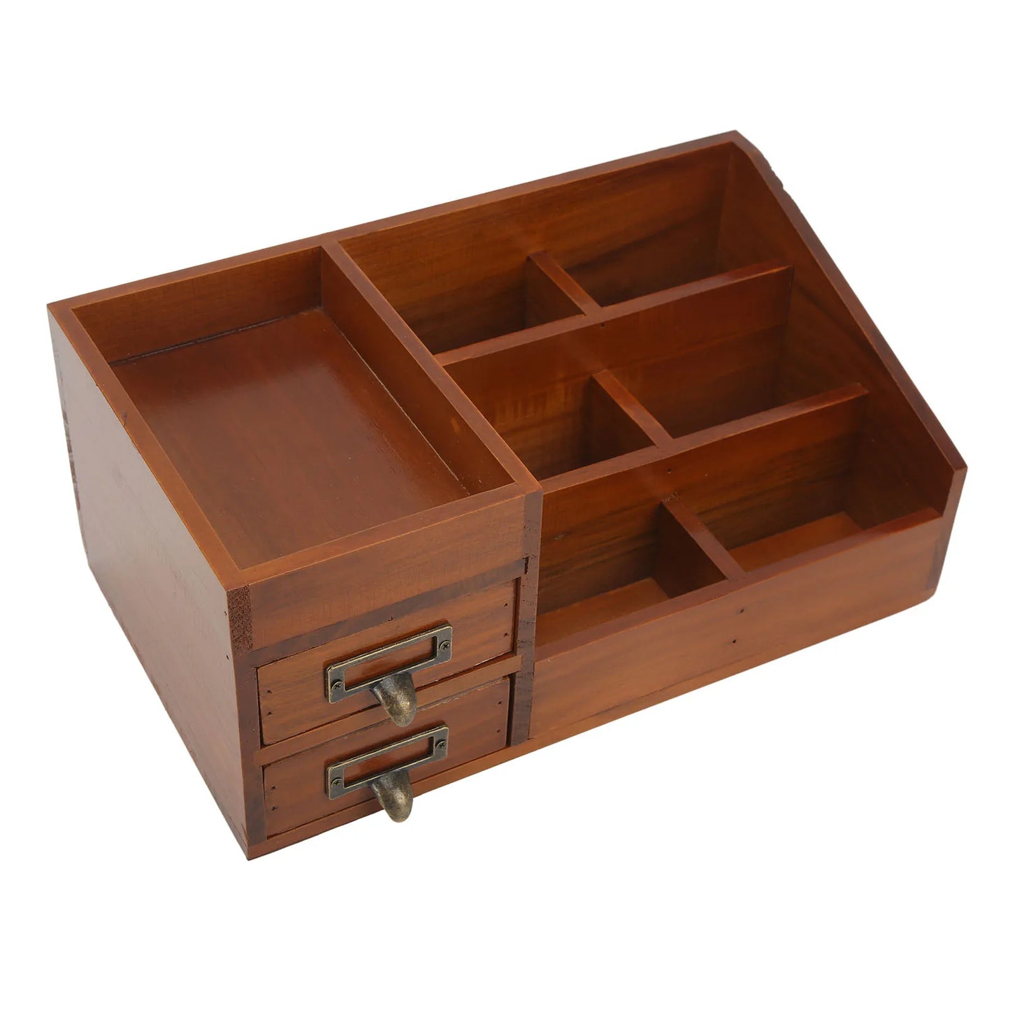 Wood Desk Organizer Antique Retro Multi Layer Wooden Storage Cabinet Desktop Cosmetic Makeup Drawer Jewelry Storage Box