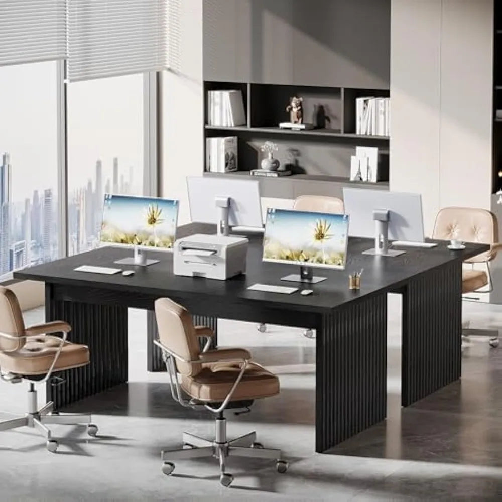 Modern Executive Desk, 63" Large Computer Office Desk, Conference Table Meeting Room Table, Simple Style Rectangle ,Black