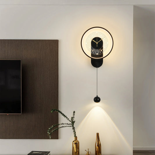 Creative Clock Wall Lamp Modern Minimalist Luxury Living Room/Office TV Background Wall 2024 New with spotlight home Decor wall sconce