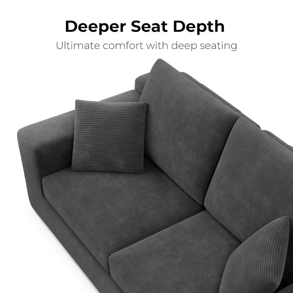 78" Modern Loveseat Sofa in a Box - Corduroy Deep Seat Couch, No Assembly Required, Space-Saving Design