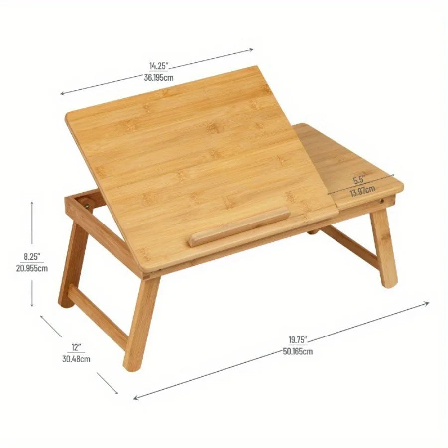 Lap Desk Laptop Stand, Bed Tray, Dorm Room, Folding Legs, Rayon From Bamboo, Brown