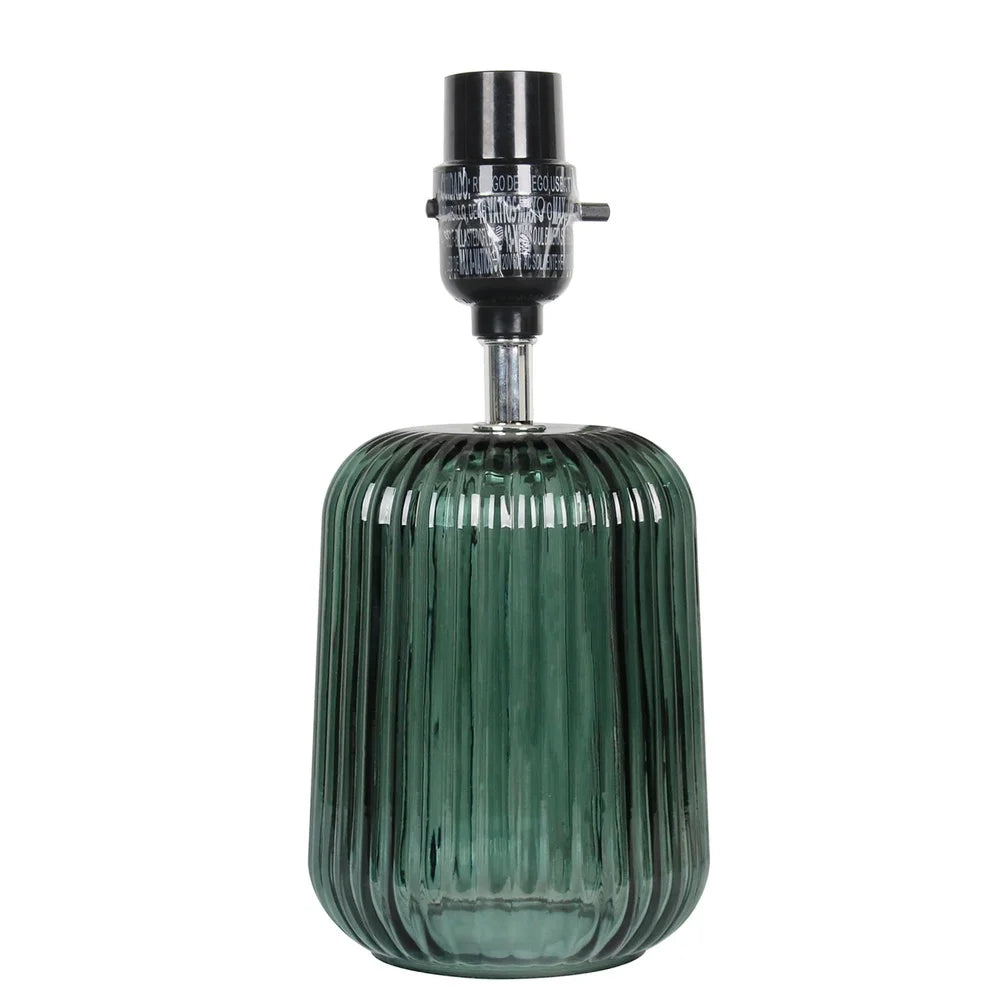 Mini Green Glass Stripe Table Lamp with White Shade Easy On Off Switch Home Office Reading Cozy Atmosphere