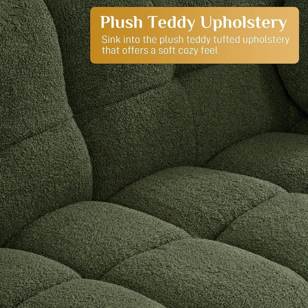 Boucle Cloud Sofa Couch, Comfy Deep Seat Sherpa Couch, 72.8" Cozy Teddy 2 Seat Marshmallow Couches with 2 Pillows,