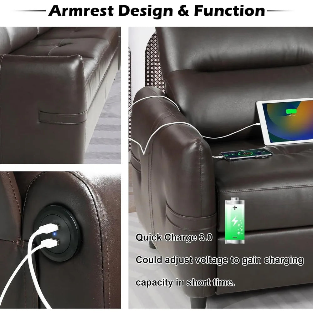 85 "artificial leather office sofa with USB, modern 3-seater, stain resistant and 3-clustered plush cushions, office sofa