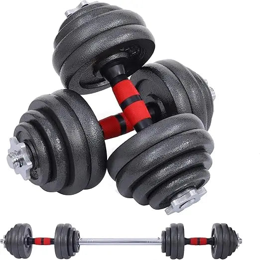 Adjustable Dumbbells and Barbell Set, Home Gym Weights, 22-105 Lbs, Anti-Slip Design