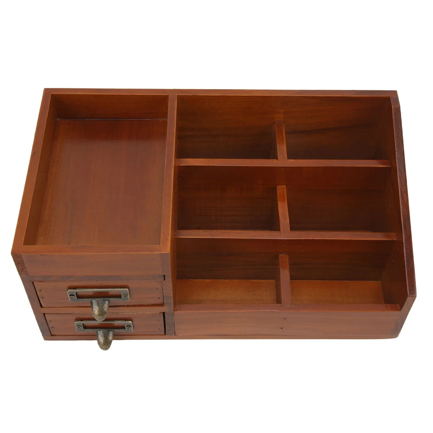 Wood Desk Organizer Antique Retro Multi Layer Wooden Storage Cabinet Desktop Cosmetic Makeup Drawer Jewelry Storage Box