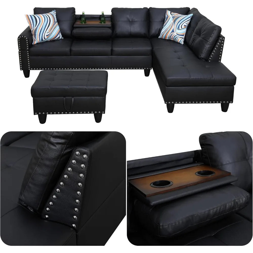 83" sofa in a box, no assembly, modern 3-seater sofa couch with 2 matching pillows & corduroy fabric & side storage pockets