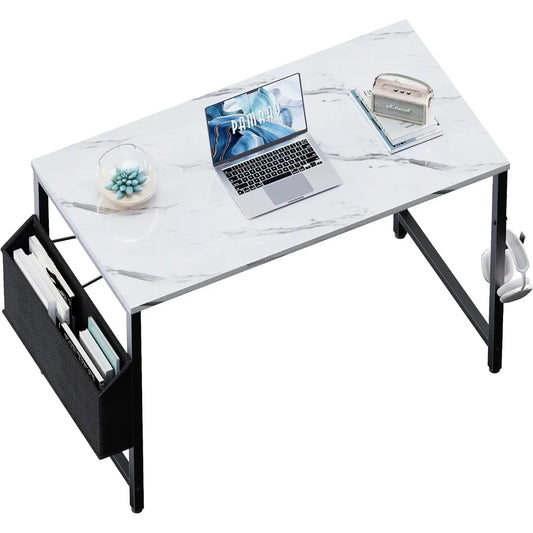 32 Inch Computer Desk for Small Spaces with Storage Bag, Home Office Work Desk with Headphone Hook, Small Study Writing Table