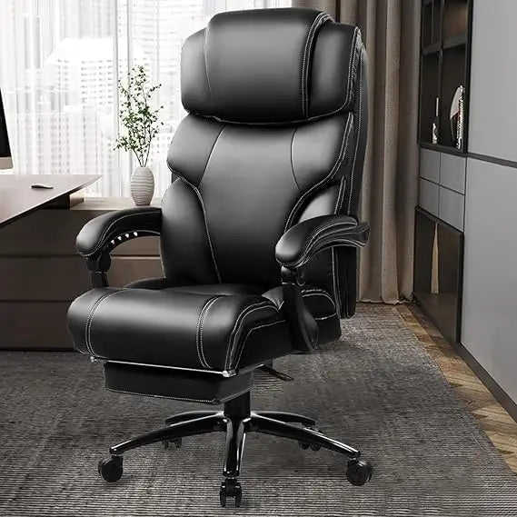 Big and Tall Office Chair 400LBS with Footrest, Heavy Duty Reclining Executive Desk Chairs, High Back Wide Seat Ergonomic Home C