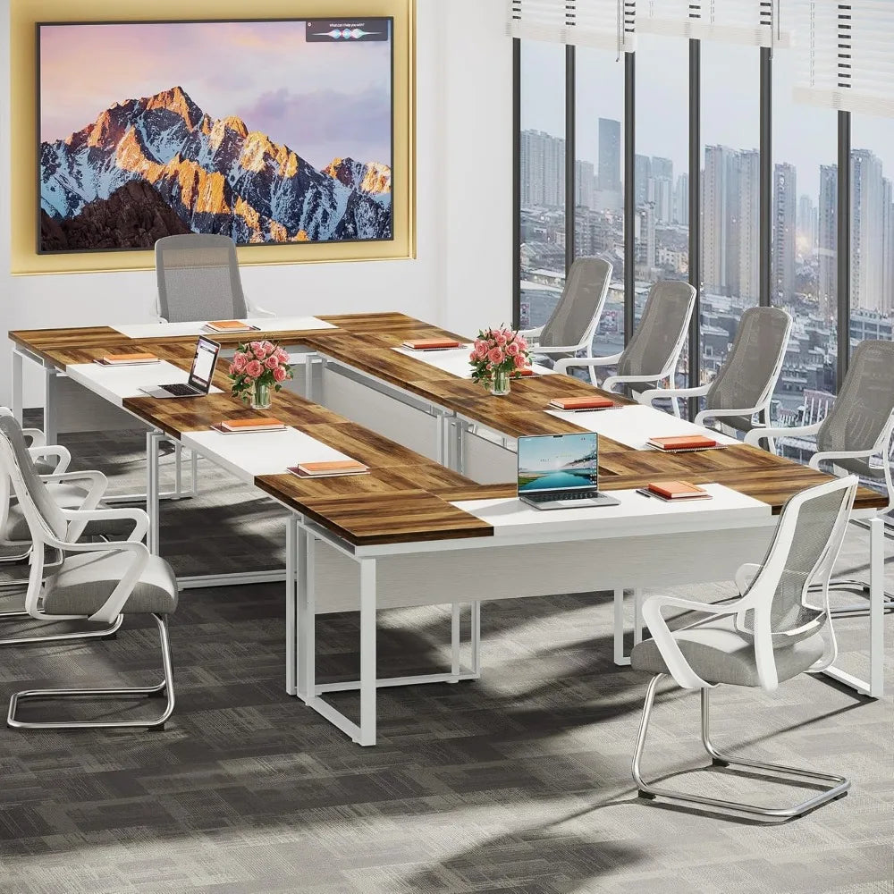 63" Modern Conference Table with Splicing Board, 5FT Meeting Tables for Home Office, Business Training Seminar Table with Styli