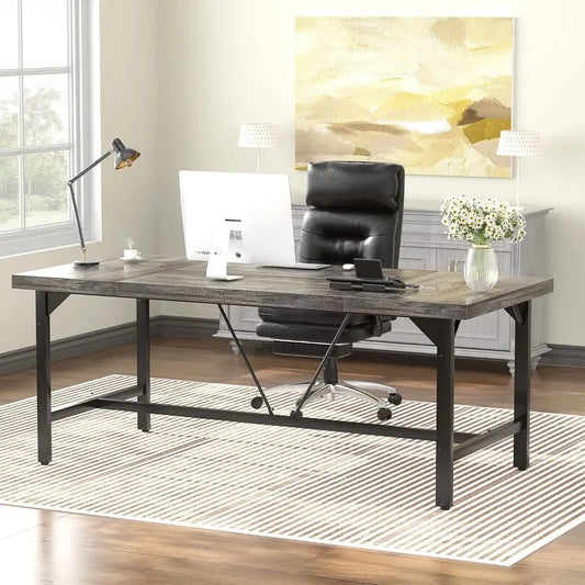 Large Computer Desk, 63x31.5 Inch Large Office Desks, Premium Sturdy 2 Person Desk, 1.4” Thick Study Writing Table, Modern