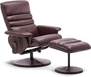 Recliner with Ottoman, Reclining Chair with Massage, 360 Swivel Chair Faux Leather 7902