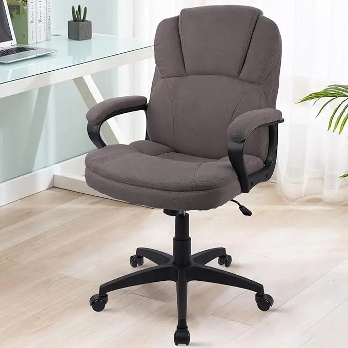 Blue Cloth Office Chair Fabric Covered Desk Chair, Adjustable Height Swivel Chairs Ergonomic Executive Chair with Arms and Whee