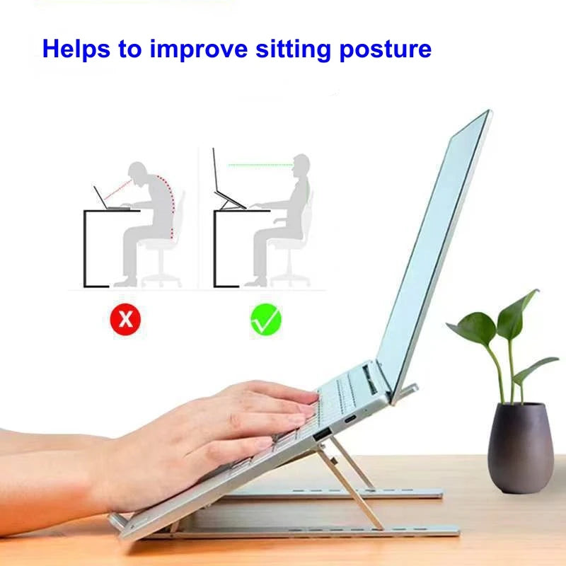Adjustable Laptop Stand Aluminum Alloy Desktop Holder Foldable Portable Bracket for Macbook Air Pro  Notebook Tablet Pad Cooling