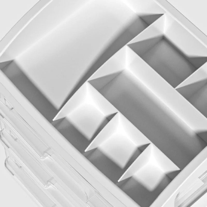 Multi-Layer Office Desktop Storage Box Cosmetic Organizer with Drawers - Transparent Storage Box for Makeup File