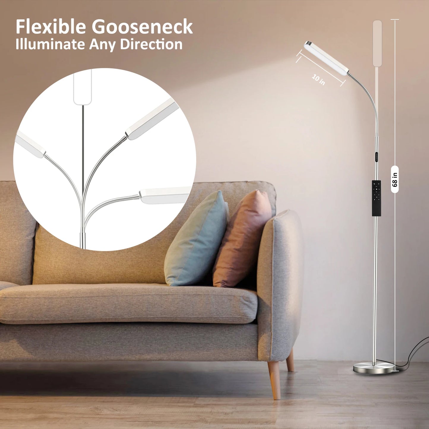 68.7" LED Standing Task/Reading Floor Lamp with Remote Control