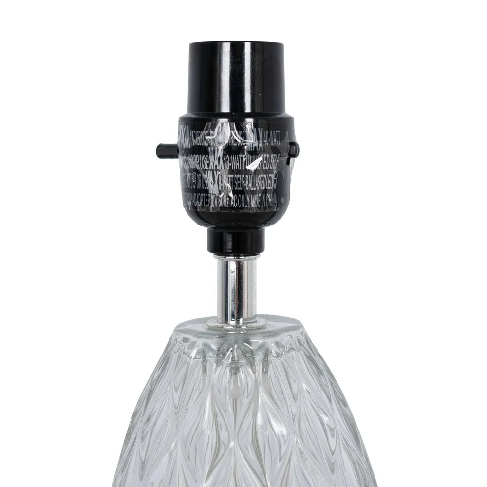 Mini Clear Glass Table Lamp with White Shade Compact Design Home Office Easy Push Thru Switch Ideal Small Spaces