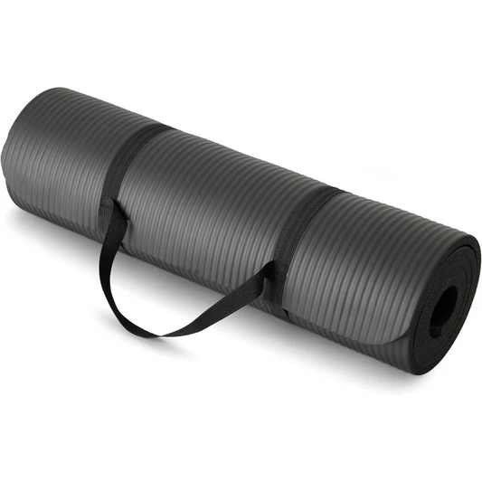 1/2 Inch Extra Thick Exercise Yoga Mat with Carrying Strap, Cushioned Support, for Fitness and Gym Workouts