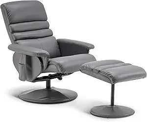 Recliner with Ottoman, Reclining Chair with Massage, 360 Swivel Chair Faux Leather 7902