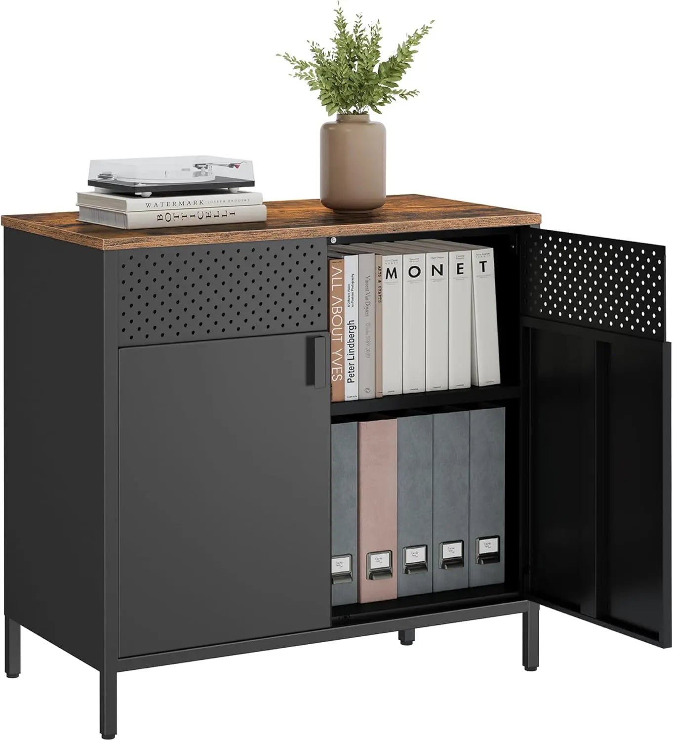 Storage Cabinet, Metal Cabinet, Sideboard with 2 Doors, 15.7 x 31.5 x 29.9 Inches,Magnetic Closure,Adjustable Shelf, Steel Frame