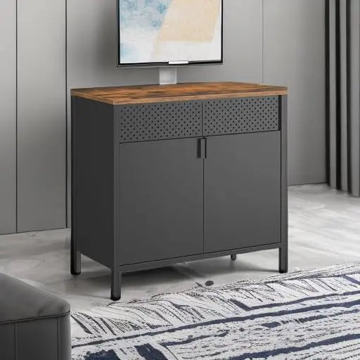 Storage Cabinet, Metal Cabinet, Sideboard with 2 Doors, 15.7 x 31.5 x 29.9 Inches,Magnetic Closure,Adjustable Shelf, Steel Frame