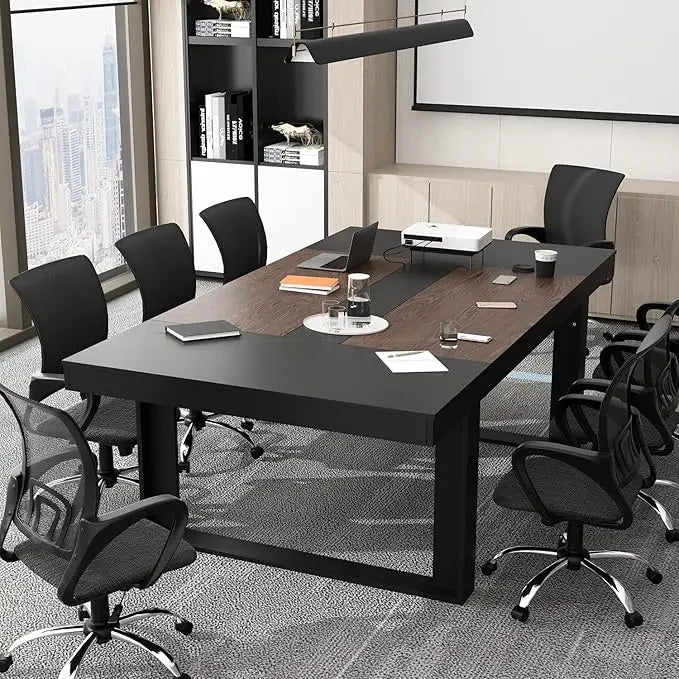 7FT Conference Table for 6-8 People, Large Rectangular Meeting Table, Modern Seminar Table for Office Meeting Conference Room,