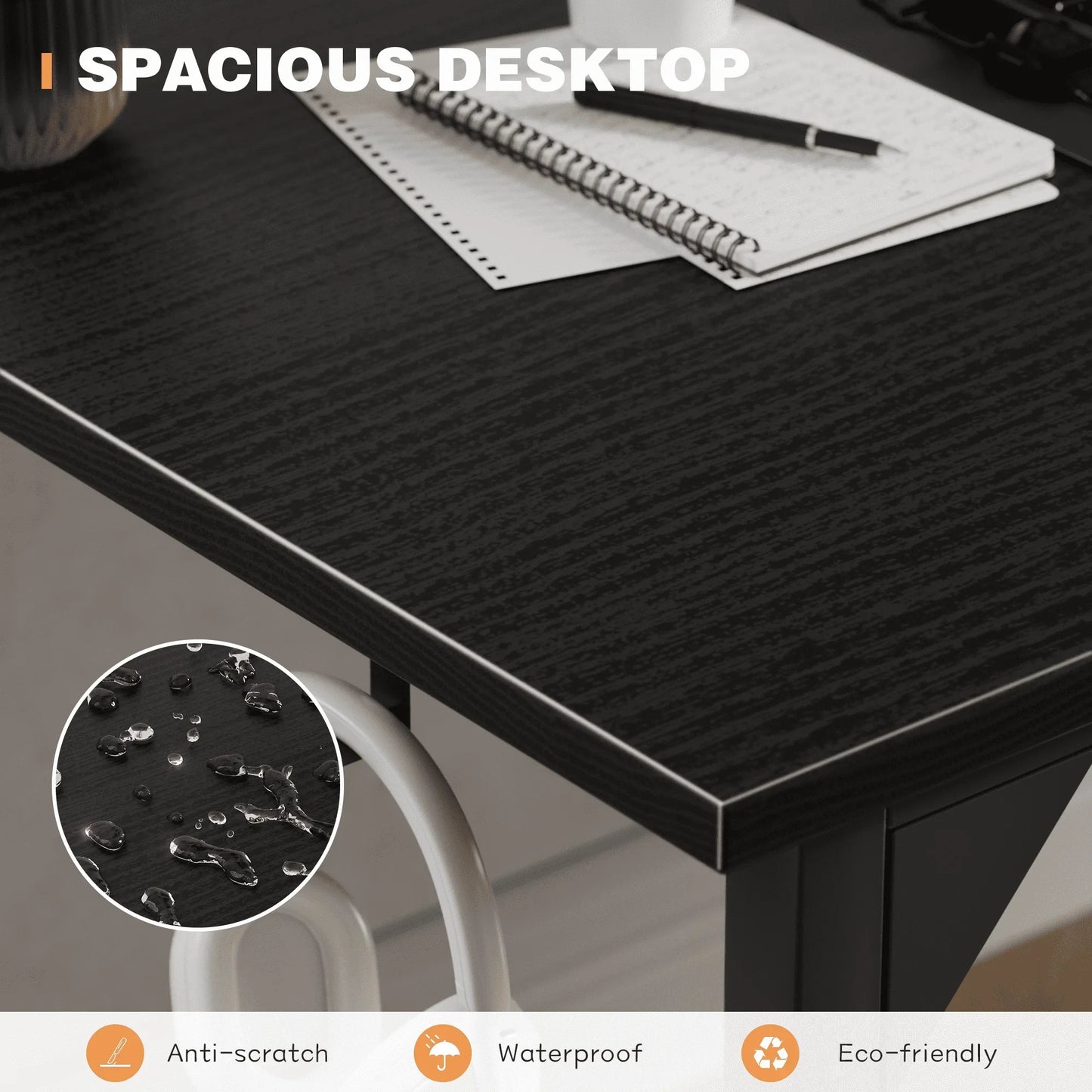 Computer Desk 40 Inch Small Office Desk Modern Writing Desk with Storage Bag Work Study Table with Headphone Hook, Black