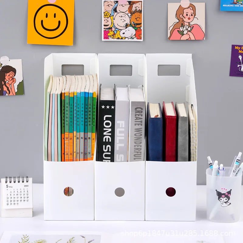 3Pcs Plastic File Document Box Storage Organizer Magazine Holder Vertical for Office