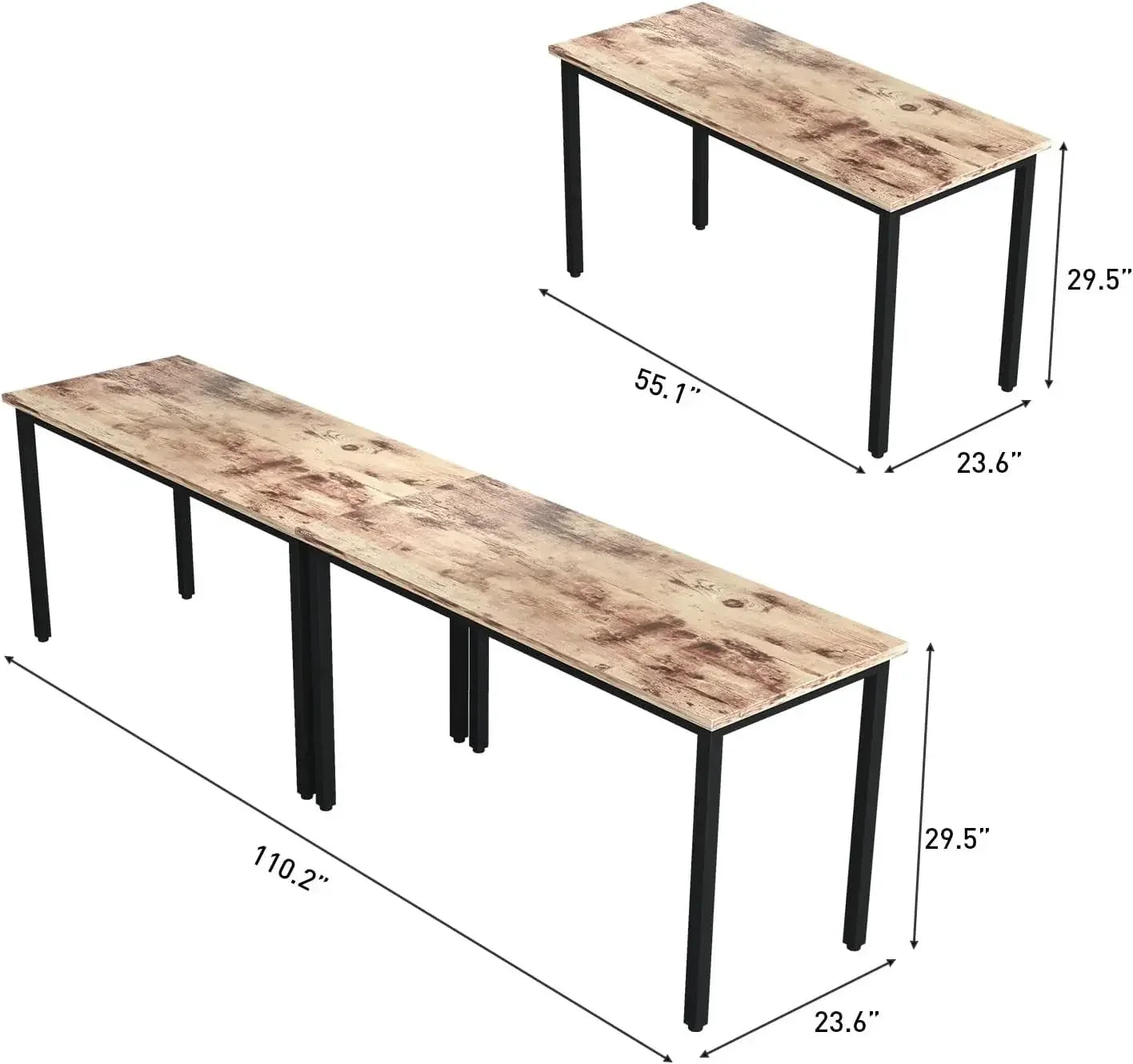 Conference Tables 9ft Office Computer Desk for Meeting Room Study Writing Printer Podcast Table for4-8 People Rustic Brown 2PCS