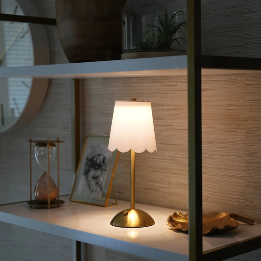 Cordless Rechargeable Brass Table Lamp with Touch Sensor Dimmable Light Three Color Options Indoor Decorative Accent Lighting