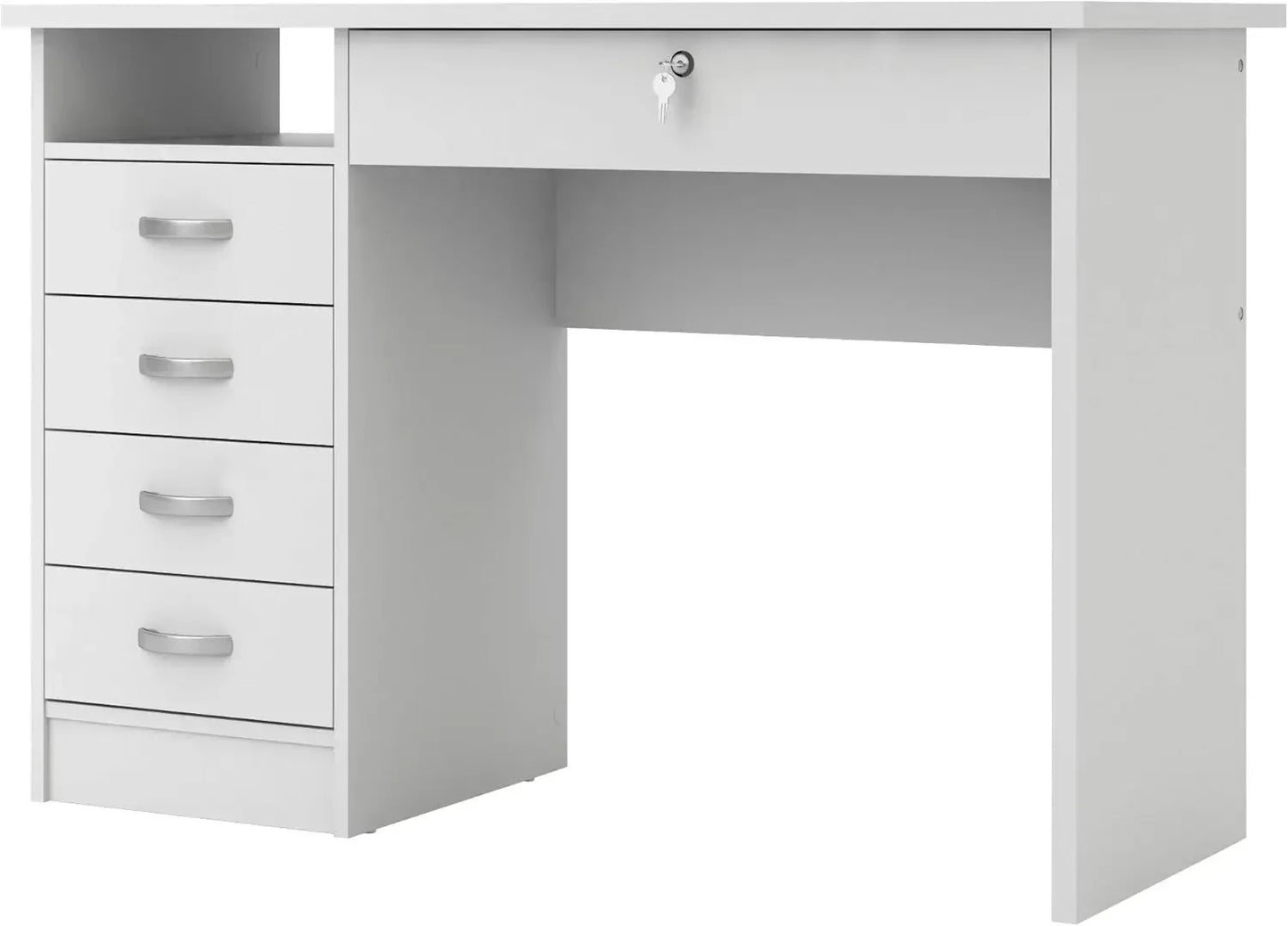 Walden Desk with 5 Drawers, White, office furniture , desks , office table