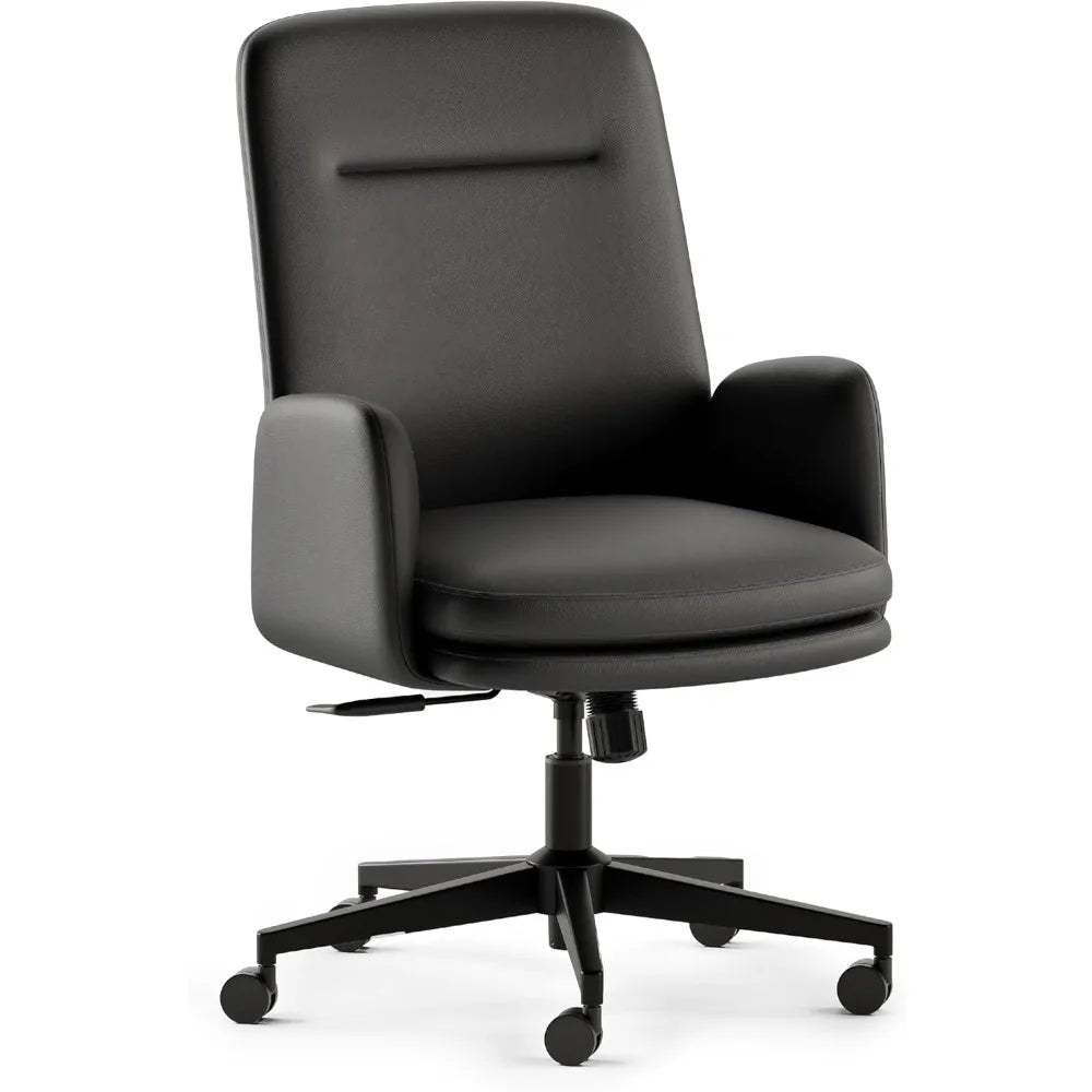 Softside Mid Century Modern Office Chair, Fabric - Removable Arms & High Back Design with Luxury Cloud-Like Comfort