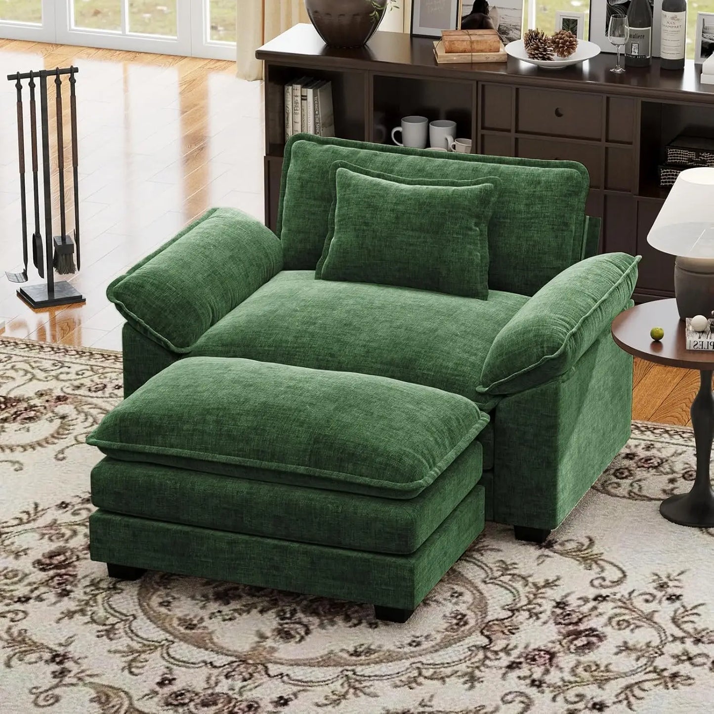 "86 Inch Modular L-Shaped Couch with Removable Ottoman, Plush 3-Seat Chenille Sofa for Modern Living Spaces"