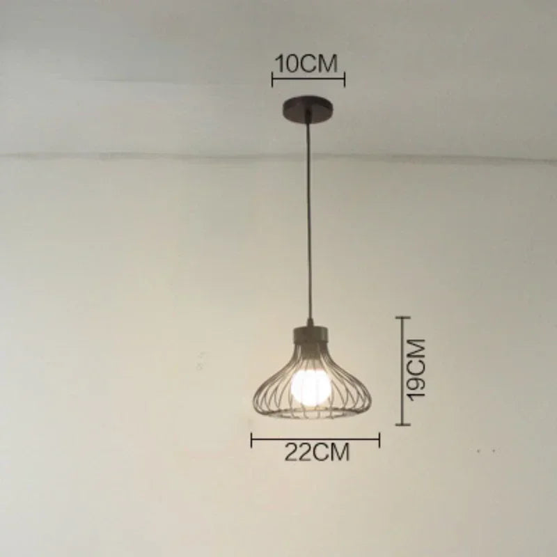 Retro Iron Restaurant Bar Chandelier Creative Black Three Single Head Small Gourd Wire Home Decor Light Fixtures