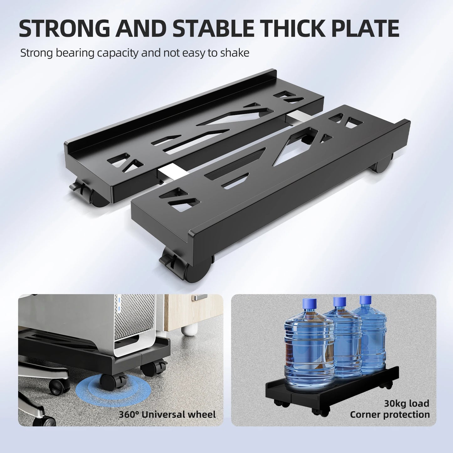 Adjustable Mobile PC Tower Stand with Wheels under Desk CPU Holder Adjustable Stable Mobile Computer Host Stand for Home Office