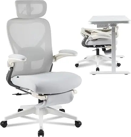 Foldex Ergonomic Office Chair, Folding Chair for Small Spaces with Lumbar Support, Flip-up Armrests, 3D Headrest, Desk Chairs w