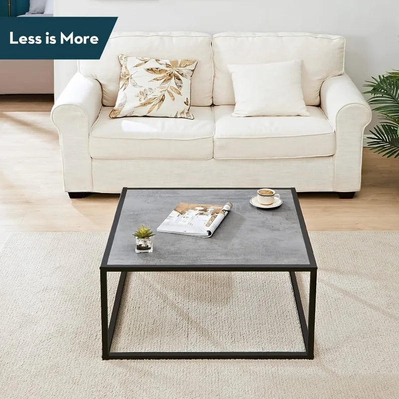 Black Coffee Table Small Square Coffee Tables Simple Modern Center Table for Home Office (27.6 * 27.6 * 15.7Inch)