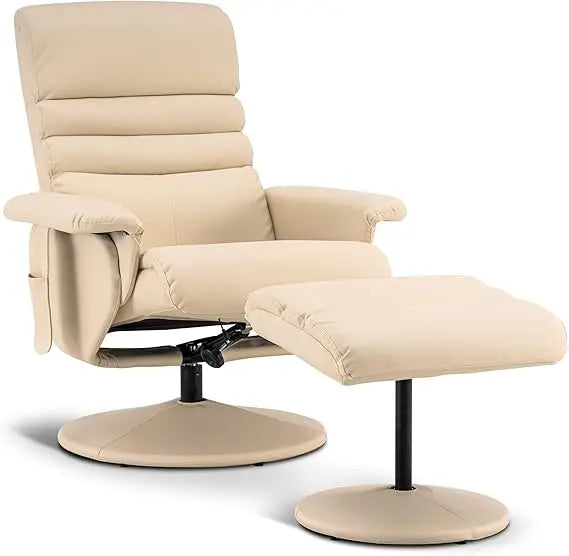 Recliner with Ottoman, Reclining Chair with Massage, 360 Swivel Chair Faux Leather 7902
