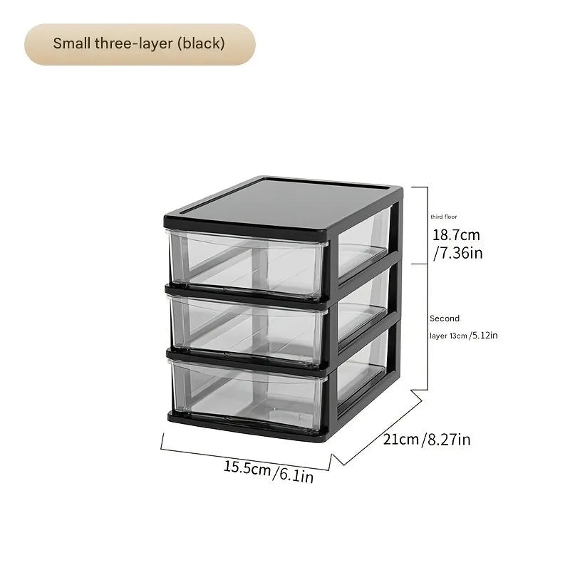 Office Desktop Storage Box, Transparent Drawer Style Cosmetics, Stationery, Student Desk, Raised Japanese Style Bar Storage Box