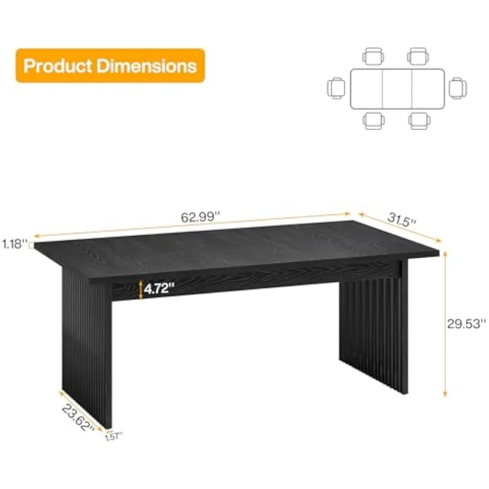 Modern Executive Desk, 63" Large Computer Office Desk, Conference Table Meeting Room Table, Simple Style Rectangle ,Black