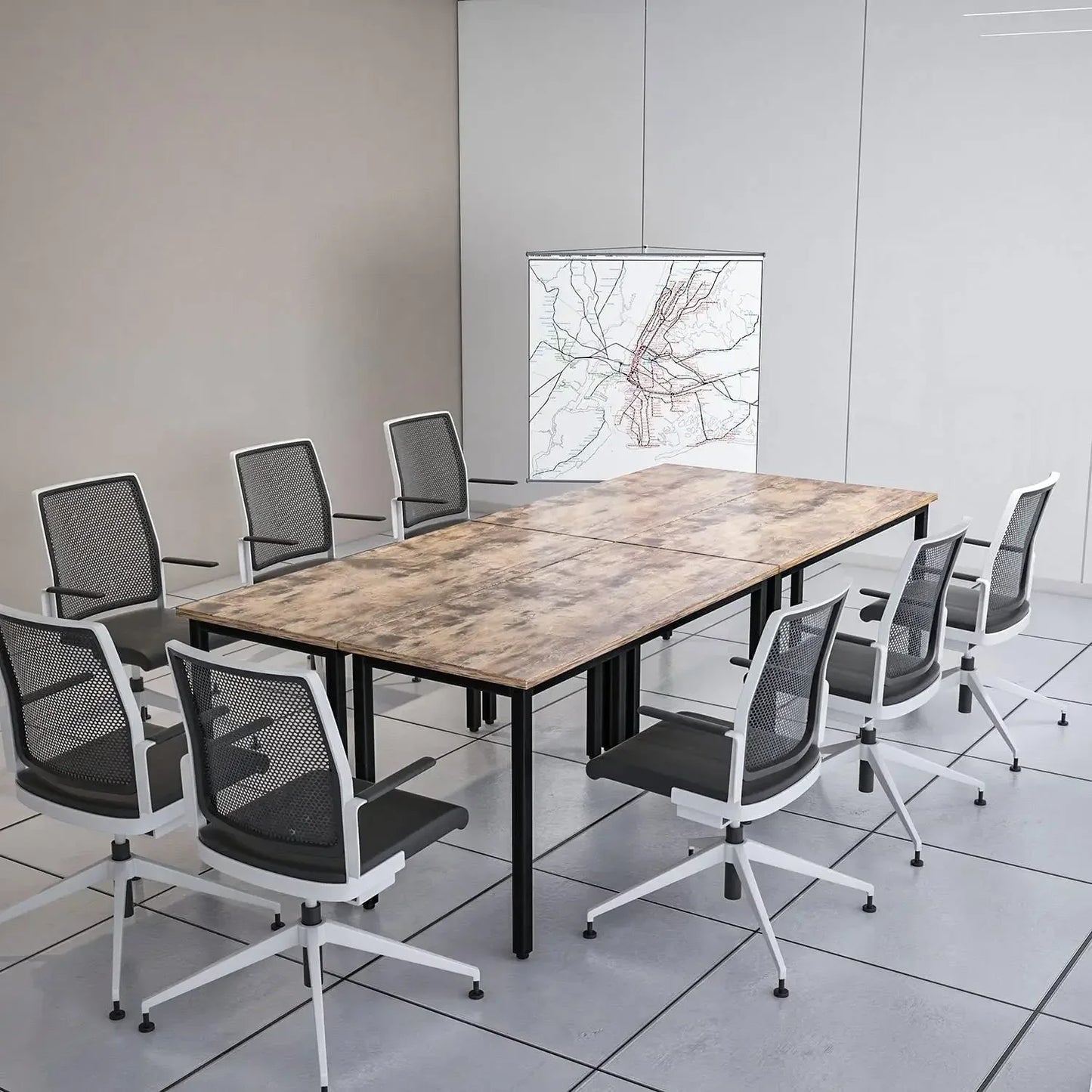 Conference Tables 9ft Office Computer Desk for Meeting Room Study Writing Printer Podcast Table for4-8 People Rustic Brown 2PCS