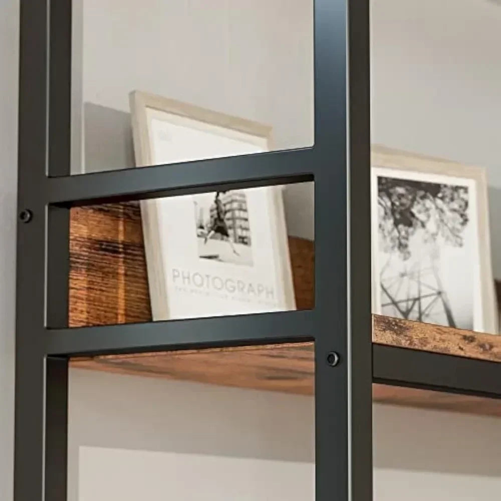 Bookshelves 6 Tiers Corner Bookcases with Baffles Etagere Shelf Storage Rack with Metal Frame for  Home Office
