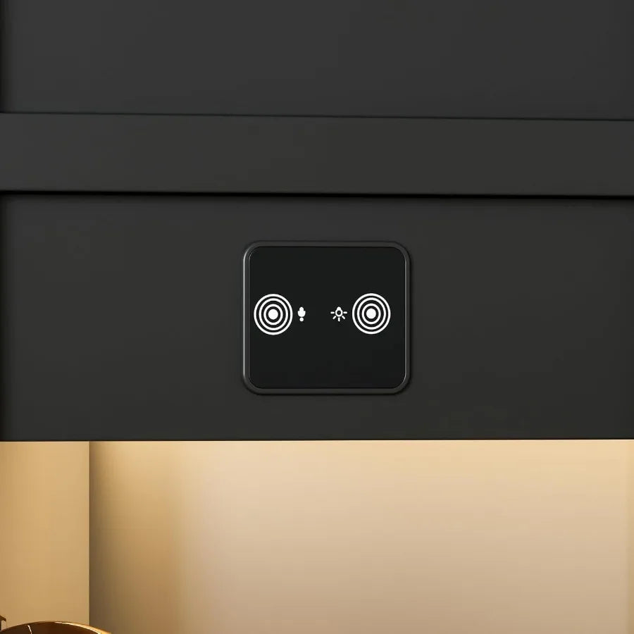 Trophy Case with Glass Doors 4Tier Display Case with Sensor LED Lights Display Cabinet with Shelves for Collectible Black Frame