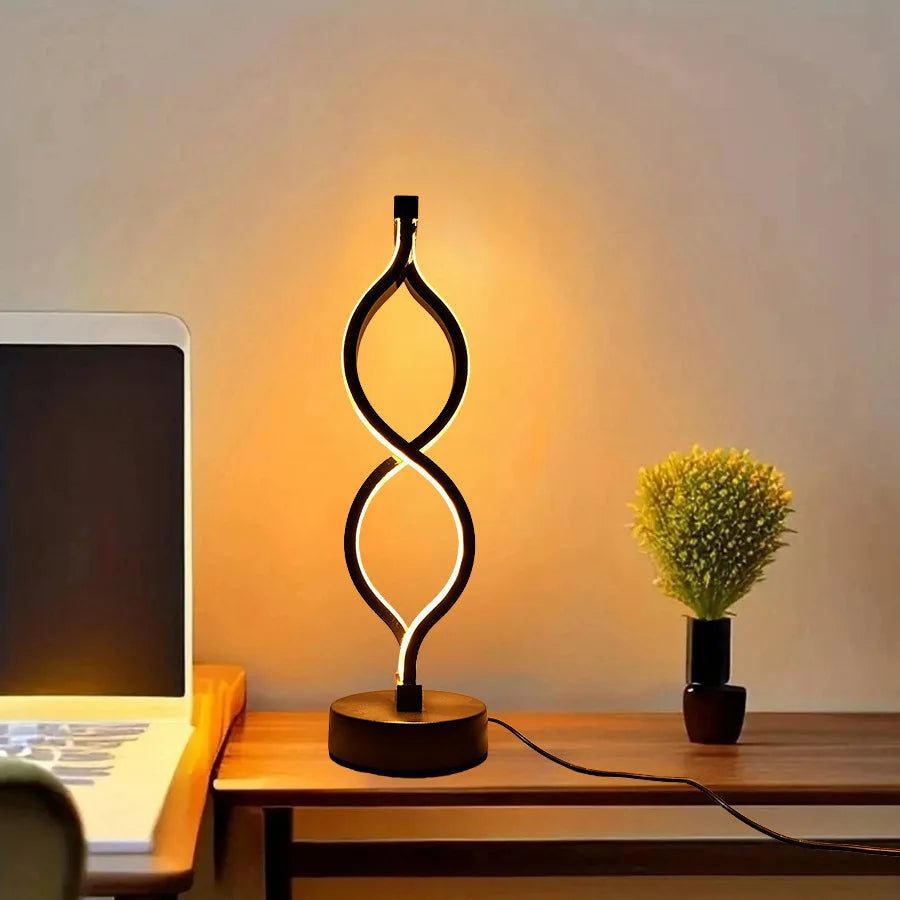 Aluminum Ambient Table Lamp with USB Plug, Decorative Night Light for Bedroom Desk Lamp No. 8 (1PC black)