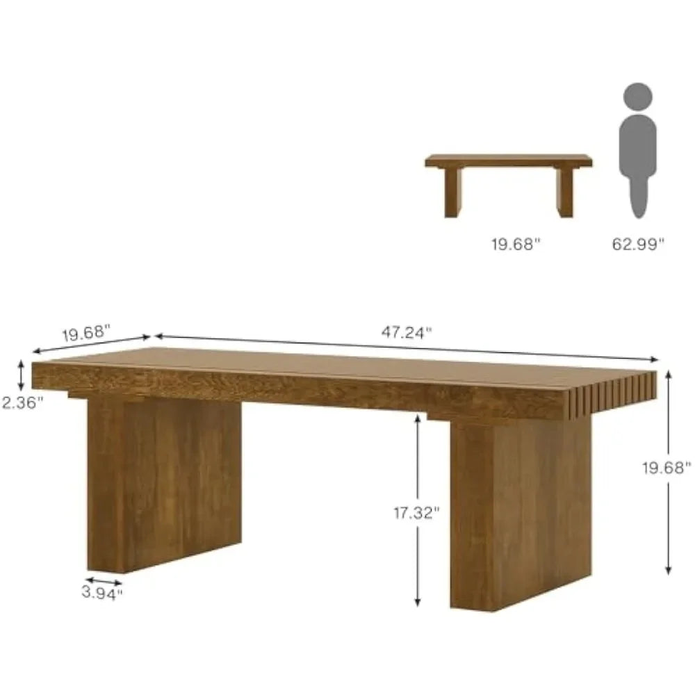 Rectangle Coffee Table: 47.24-Inch Wood Modern Coffee Table Cocktail Table for Living Room, Farmhouse Coffee Table Center