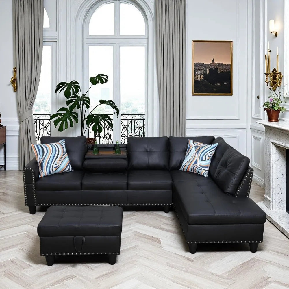 83" sofa in a box, no assembly, modern 3-seater sofa couch with 2 matching pillows & corduroy fabric & side storage pockets
