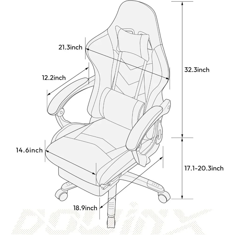 Gaming Chair Ergonomic Racing Style Recliner with Massage Lumbar Support, Office Armchair for Computer PU Leather E-Sports